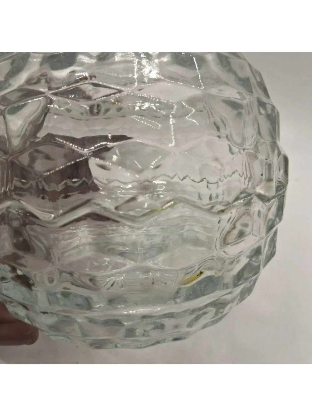 HOMCO Fairy Lamp Clear Glass Globe Candle Holder With Diamond Honeycomb Pattern